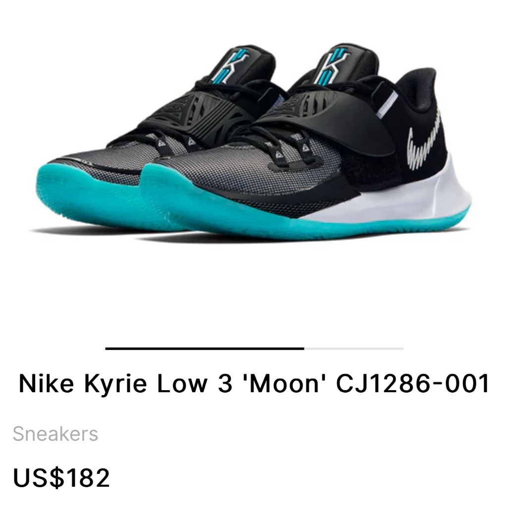 Nike Kyrie Mens Low 3 Moon Cj1286 001 Size 7 Black White Blue Glow